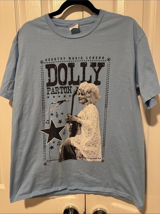 Dolly Parton Tops - Dolly Parton Blue Graphic Tee